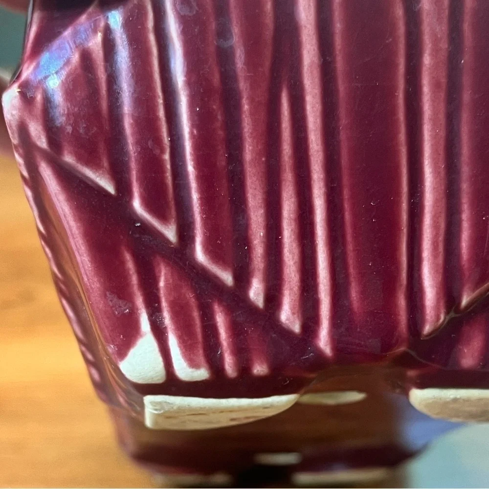 McCoy Planter Pottery USA Burgundy Red Rectangle 7 x 3 x 3